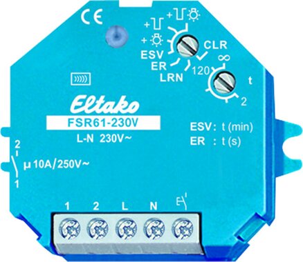 Eltako Funkaktor Stromstoß-Schaltrelais 230V. 1 Schließer nicht potenzialfrei 10A/250VAC