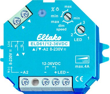 Eltako LED-Dimmschalter 12-36V DC. Power MOSFET fr LED-Lampen 12-36V DC bis 4A